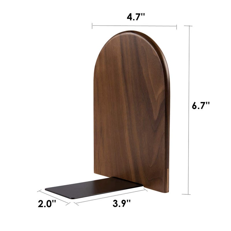 Pandapark Wood Bookends Non-Skid Bookend for Shelves Heavy Duty Bookends Book Stand for Books/CDs 1 Pair - Image 2